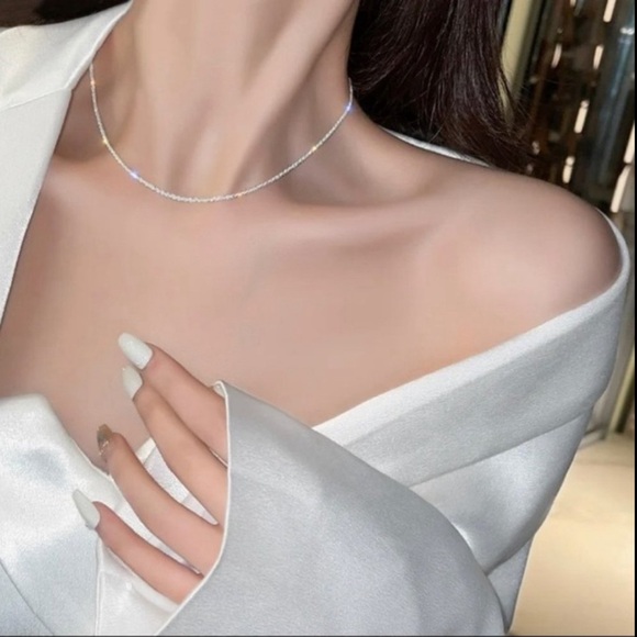 Jewelry - Sliver Choker Necklace for Women Crystal Chain Jewelry Engagement Party …